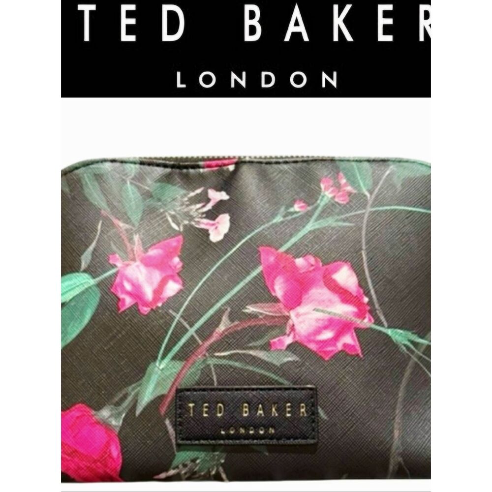 Ted Baker London Textured Floral Half Moon Pouch Cosmetic Bag